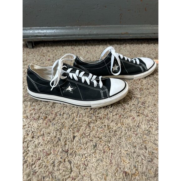 Converse One Star Black White Canvas Low Top Sneakers 10.5 Rubber Soles - Picture 3 of 9